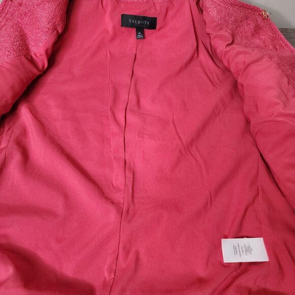 Talbots Berkshire Crop Button Jacket Wool Blend Womens 10 Holly Berry Classic - Picture 10 of 12